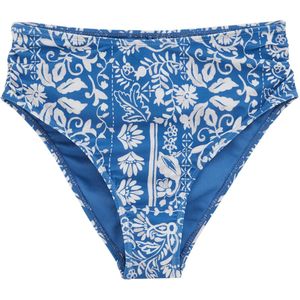 WE Fashion - Bikinibroek - Royal Blue - Regular Fit - High Waist - Bloemenprint