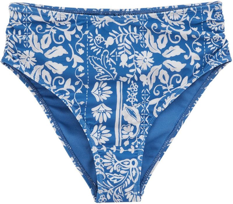 WE Fashion - Bikinibroek - Royal Blue - Regular Fit - High Waist - Bloemenprint