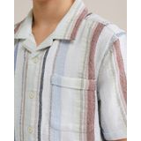 WE Fashion - Overhemd - Ecru/Blauw/Rood - 100% Katoen - Korte Mouwen