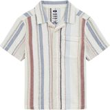 WE Fashion - Overhemd - Ecru/Blauw/Rood - 100% Katoen - Korte Mouwen