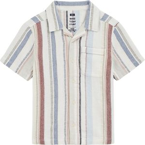 WE Fashion - Overhemd - Ecru/Blauw/Rood - 100% Katoen