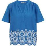 WE Fashion - Top - Viscose - Korte Mouw - V-hals - Broderie Details