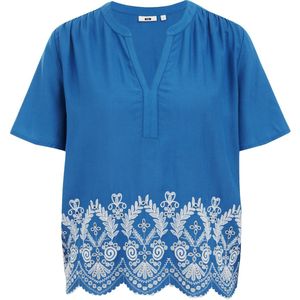 WE Fashion - Top - Viscose - Korte Mouw - V-hals - Broderie Details