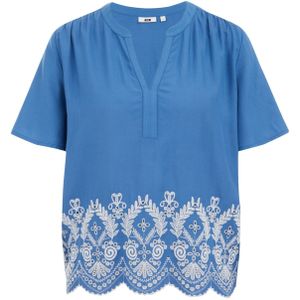 WE Fashion - Top - Viscose - Korte Mouw - V-hals - Broderie Details