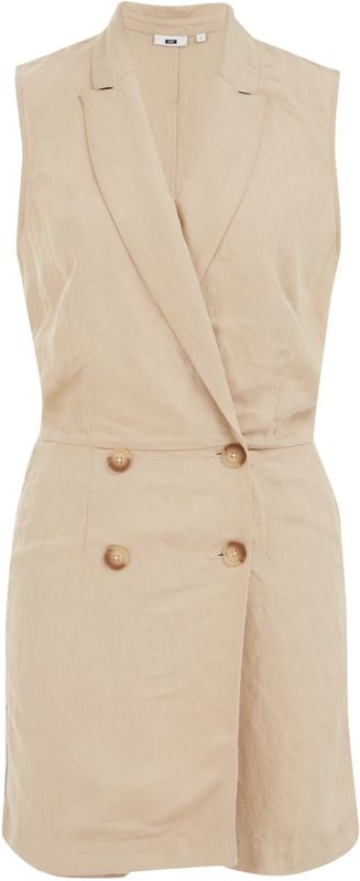 WE Fashion - Linnen - Playsuit - Beige - Straight Fit