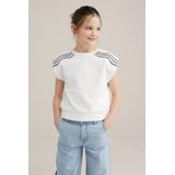WE Fashion - Meisjes Sweater Top - Regular Fit - Wit - Katoen
