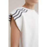 WE Fashion - Meisjes Sweater Top - Regular Fit - Wit - Katoen