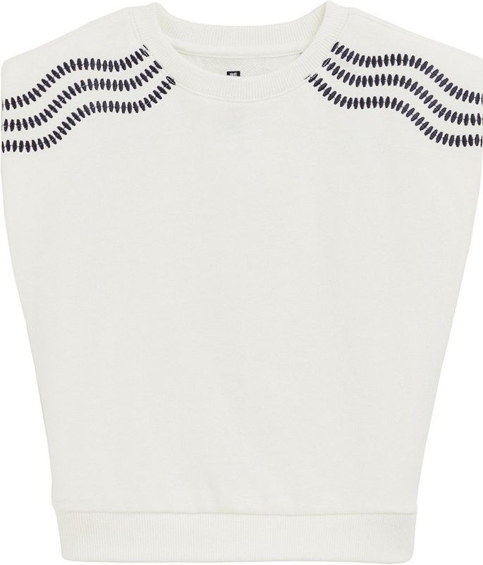 WE Fashion - Meisjes Sweater Top - Regular Fit - Wit - Katoen