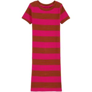 WE Fashion - Jurk - Neonroze/Roestrood - Aansluitende Pasvorm - Kwartmouw