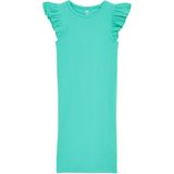 Jurk - Ribfluweel - Ronde Hals - Regular Fit - Zonder Mouwen - Vrolijke Ruches