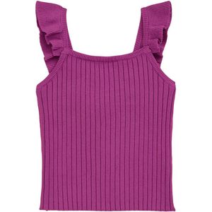 WE Fashion - Meisjes top van ribstof - Regular fit - Paars - Viscose - Maat: 98/104