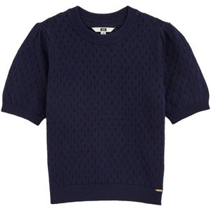 WE Fashion - Trui - Marine - Knitwear - Ronde Hals - Halve Mouw