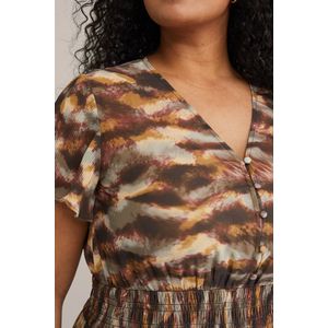 Jurk - Midi - V-hals - Knoopsluiting - Korte Mouwen - 100% Gerecycled Polyester