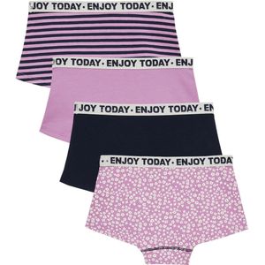 WE Fashion - Hipsters - Set van 4 - Lila/Zwart - Gemaakt van Stretchkatoen