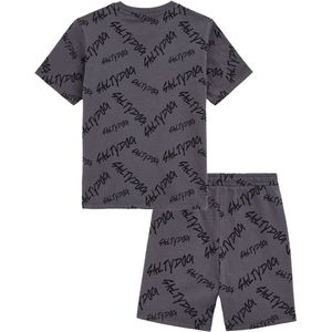 WE Fashion - Pyjamaset - Antraciet/Zwart