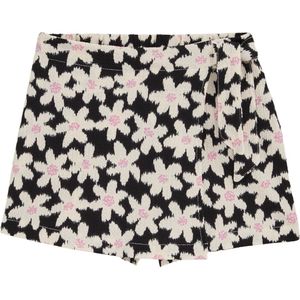 WE Fashion - Meisjes overslagskort met dessin - Regular fit - Zwart -  Maat: 134/140