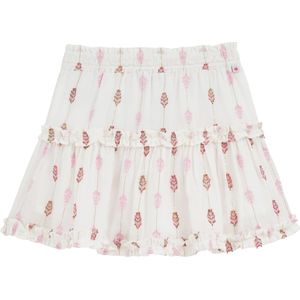 WE Fashion - Meisjes skort met structuur - Regular fit - Wit - Katoen - Maat: 134/140