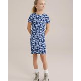 WE Fashion - Meisjes Jurk - Regular Fit - Donkerblauw - Katoen