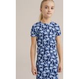 WE Fashion - Meisjes Jurk - Regular Fit - Donkerblauw - Katoen