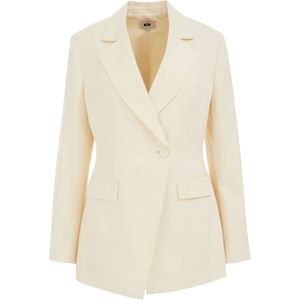 WE Studio - Dames blazer van linnenmix - THE ELEGANT BLAZER - Ecru - Tencel - Maat: 34