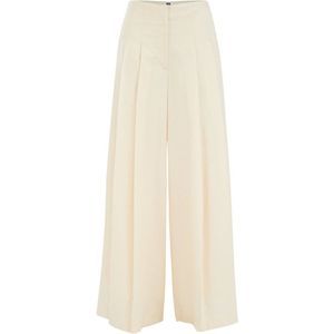 Pantalon - Zwart - Katoen - Hoge Taille met Plooien