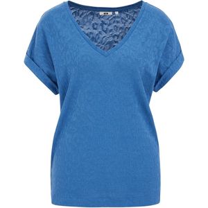WE Fashion - T-shirt - Regular Fit - V-hals - Panterprint-structuur