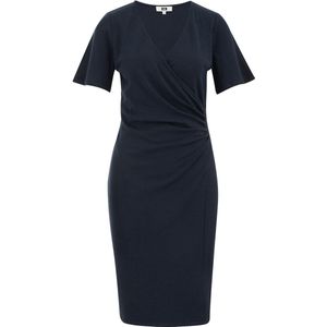 Jurk - Effen - Katoen - V-hals - Kwartmouw - Gedrapeerd