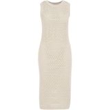 WE Fashion - Gebreide Jurk - Beige - 3/4 Lengte - Mouwloos