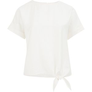WE Fashion - Dames top met strikdetail - Curve - Regular fit - Wit - Viscose - Plus Size Maat: 46