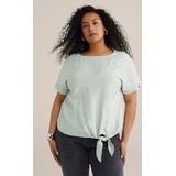 WE Fashion - Dames Top - Mintgroen - Viscose - Regular Fit - Plus Size Maat: 46
