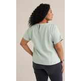 WE Fashion - Dames Top - Mintgroen - Viscose - Regular Fit - Plus Size Maat: 46