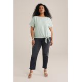 WE Fashion - Dames Top - Mintgroen - Viscose - Regular Fit - Plus Size Maat: 46