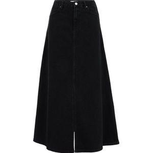 WE Fashion - Dames denim maxi rok - Relaxed Fit - Zwart - Katoen - Maat: M