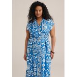 WE Fashion - Curve - Midi Jurk - Met Ceintuur - Regular Fit - V-hals