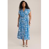 WE Fashion - Curve - Midi Jurk - Met Ceintuur - Regular Fit - V-hals