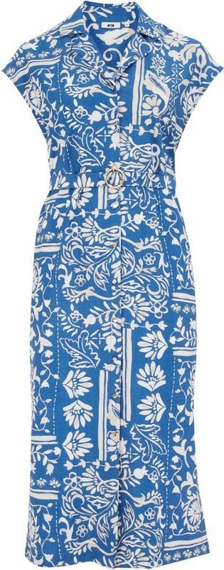 WE Fashion - Curve - Midi Jurk - Met Ceintuur - Regular Fit - V-hals