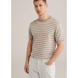 WE Fashion - Regular Fit T-shirt - Lichtbruin - Fijn Gebreid