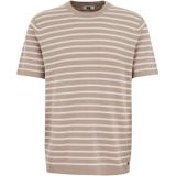 WE Fashion - Regular Fit T-shirt - Lichtbruin - Fijn Gebreid