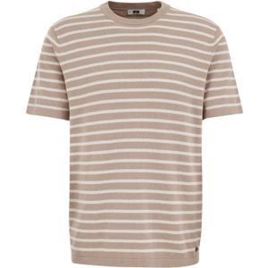 WE Fashion - Regular Fit T-shirt - Lichtbruin - Fijn Gebreid