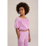 WE Fashion - Meisjes Crop Top - Lichtroze - Structuur - Regular Fit