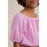 WE Fashion - Meisjes Crop Top - Lichtroze - Structuur - Regular Fit