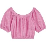 WE Fashion - Meisjes Crop Top - Lichtroze - Structuur - Regular Fit