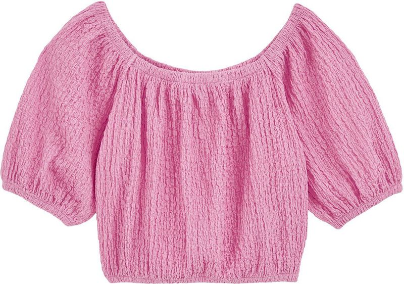 WE Fashion - Meisjes Crop Top - Lichtroze - Structuur - Regular Fit