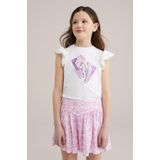 WE Fashion - Meisjes Top - Wit - Regular Fit - Katoen