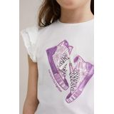 WE Fashion - Meisjes Top - Wit - Regular Fit - Katoen