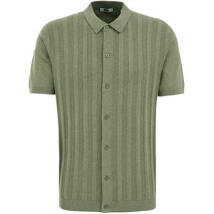 WE Fashion - Casual Overhemd - Donkergroen - Fijn Gebreid
