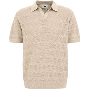 WE Fashion - Regular fit - Gehaakte Polo - Beige - Katoen