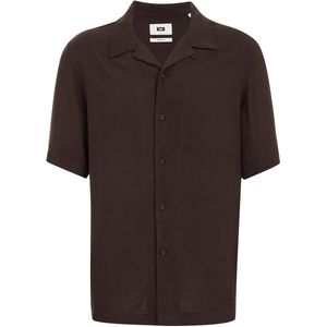 WE Fashion - Heren Overhemd - Regular Fit - Donkerbruin - Viscose