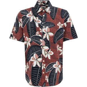 WE Fashion - Heren overhemd met dessin - Regular fit - Donkerrood - Katoen - Maat: XL