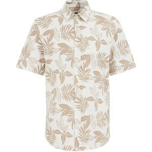 WE Fashion - Casual Overhemd - Beige - Katoen - Korte Mouwen